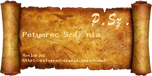 Petyerec Szénia névjegykártya